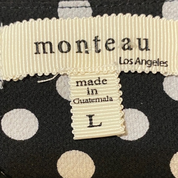 Monteau Black/White Polka Dot Dress Large - Picture 6 of 8